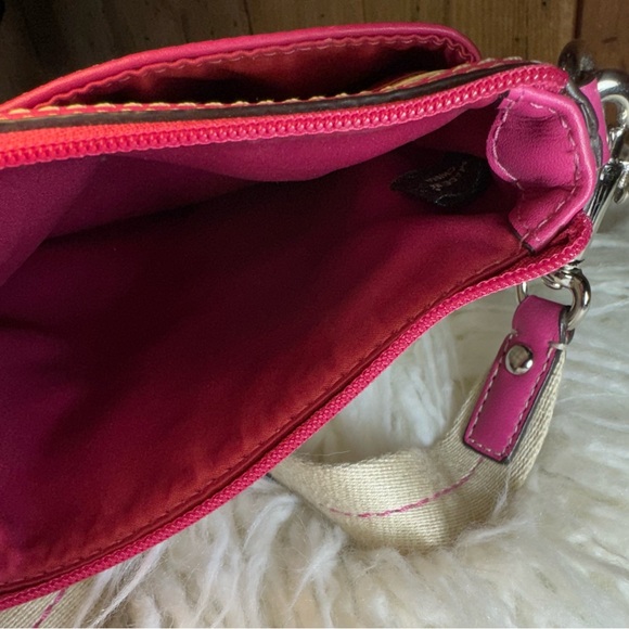 Coach Heritage Tattersall Pink Stripe Crossbody Bag Small 7”x8” - Picture 7 of 13